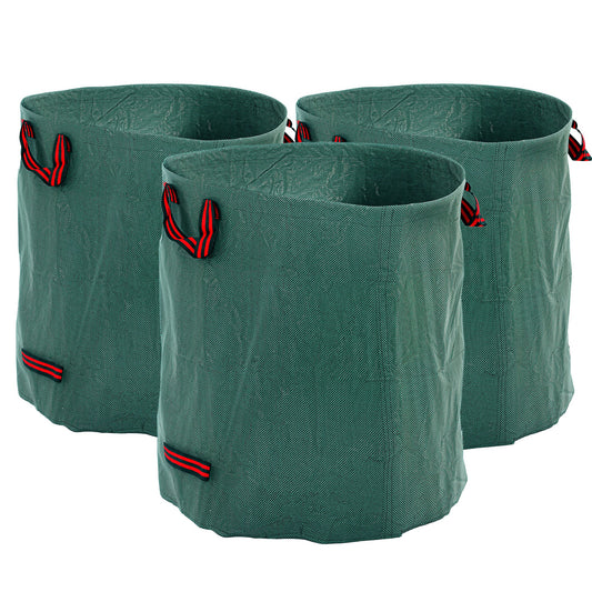 Garden Waste Bags, 272L X 3 Heavy Duty Garden Bags, Foldable And Reusable Waste Sacks With Handles For Loading Leaf, Trash, Debris, Green