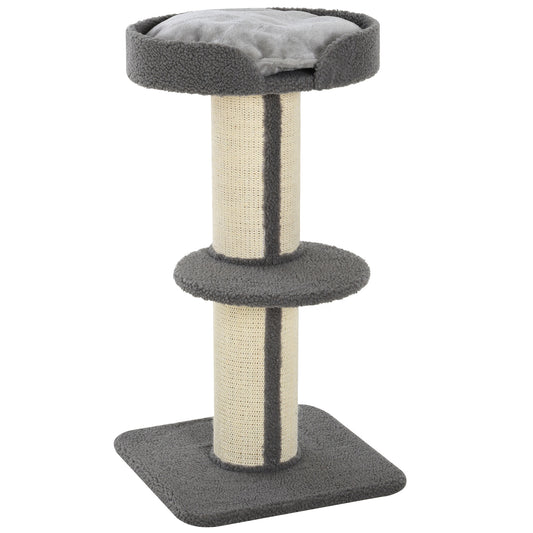 PawHut 91cm Cat Tree, Cat Tower With Scratching Post, Bed, Perch, Removable Cushion For Indoor Kittens, Grey